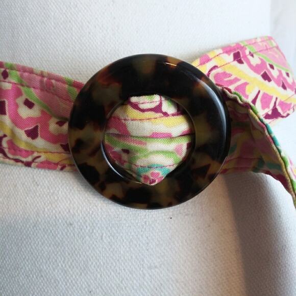 Vera Bradley quilted cloth belt One Size Yellow Pink - Picture 6 of 8